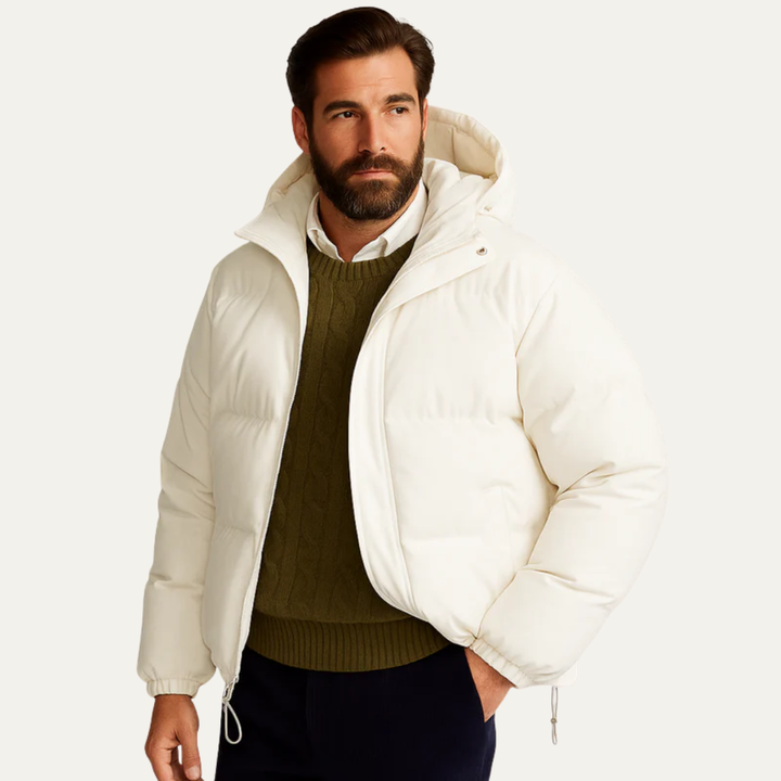Mens Insulated Puffer Jacket High Neck Hooded