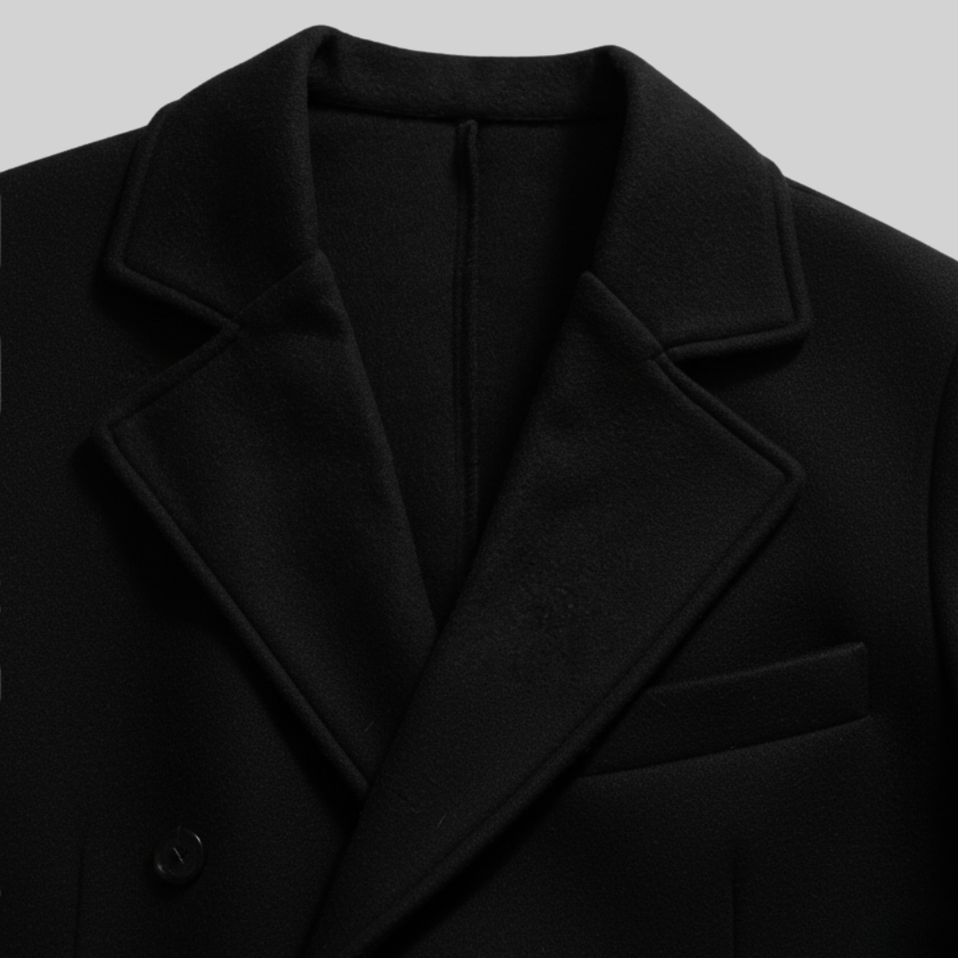 Mens Wool Overcoat Double-Breasted Fit