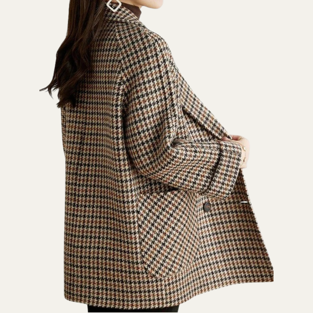 Womens Coat Houndstooth Pattern Classic Fit