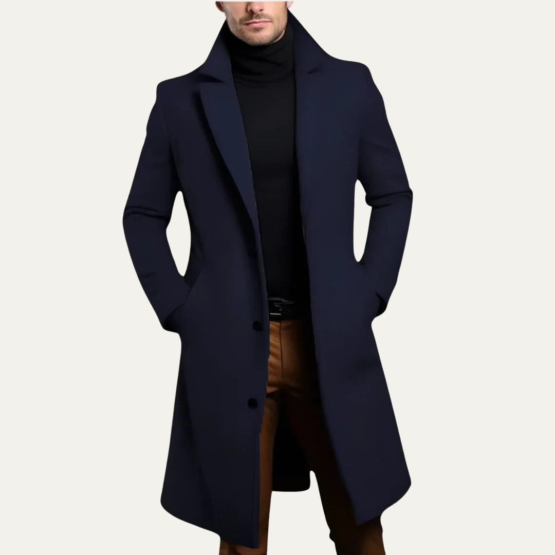 Mens Long Overcoat Wool Tailored Fit