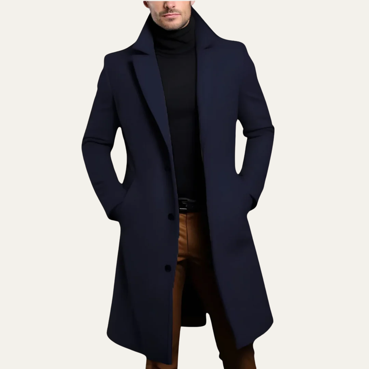 Mens Long Overcoat Wool Tailored Fit