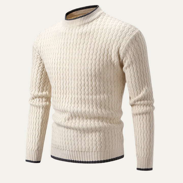 Mens Knit Sweater Textured Vertical Pattern Regular Fit - BritishMode