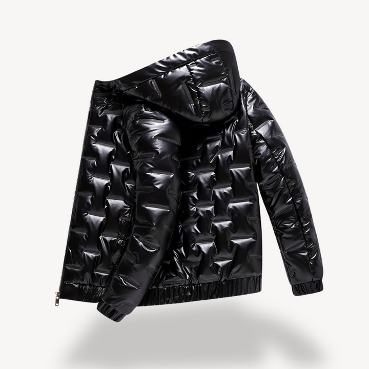 Mens Hooded Puffer Jacket Shiny Finish