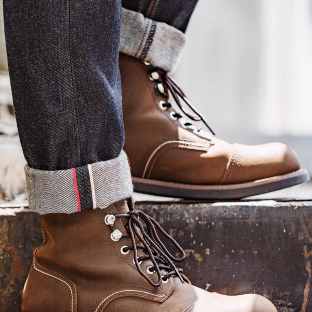 Mens Leather Combat Boots Lace-Up Style
