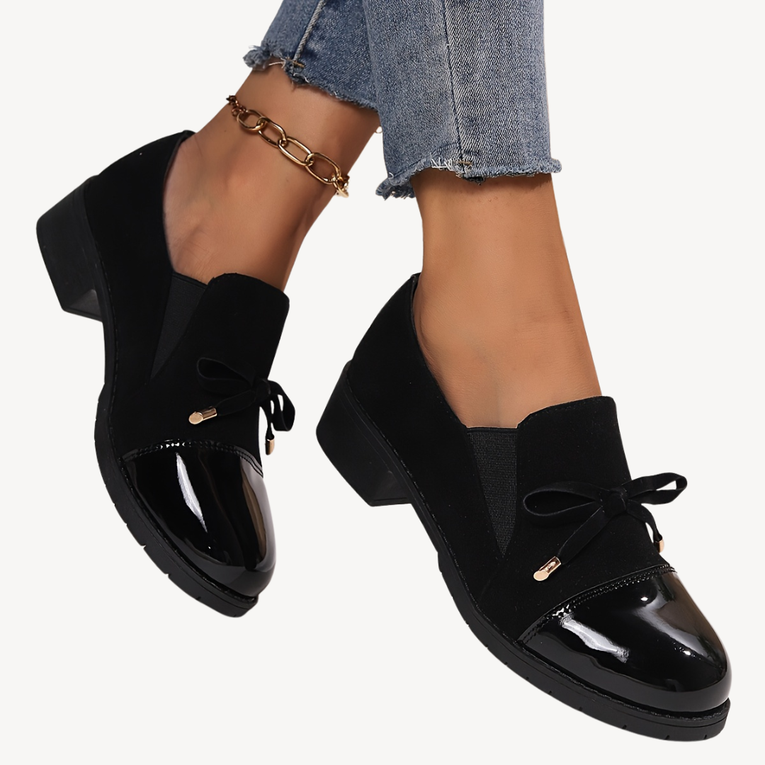Womens Orthopedic Slip-On Loafers Bow Detail - BritishMode