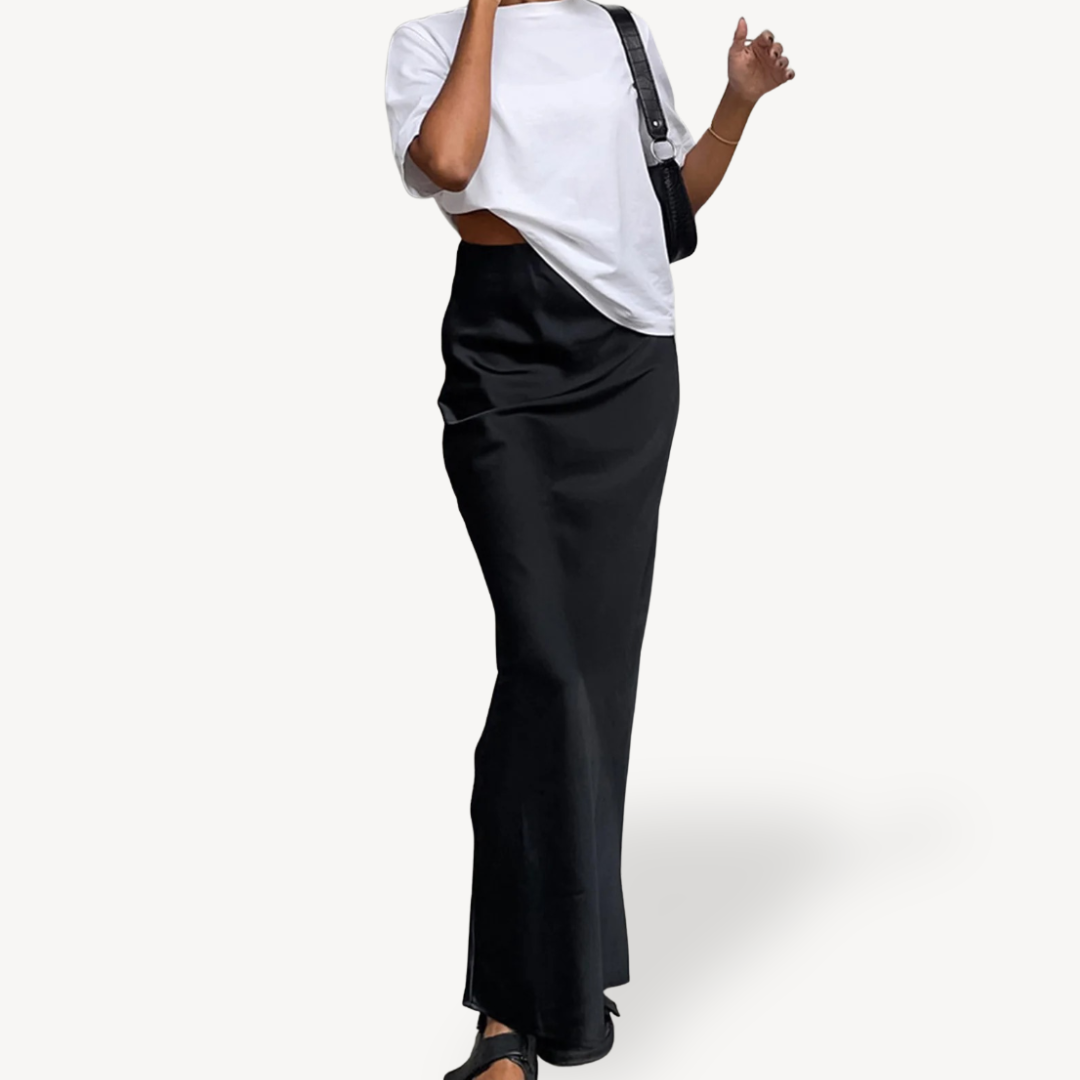 Womens Maxi Skirt Satin Smooth Fit