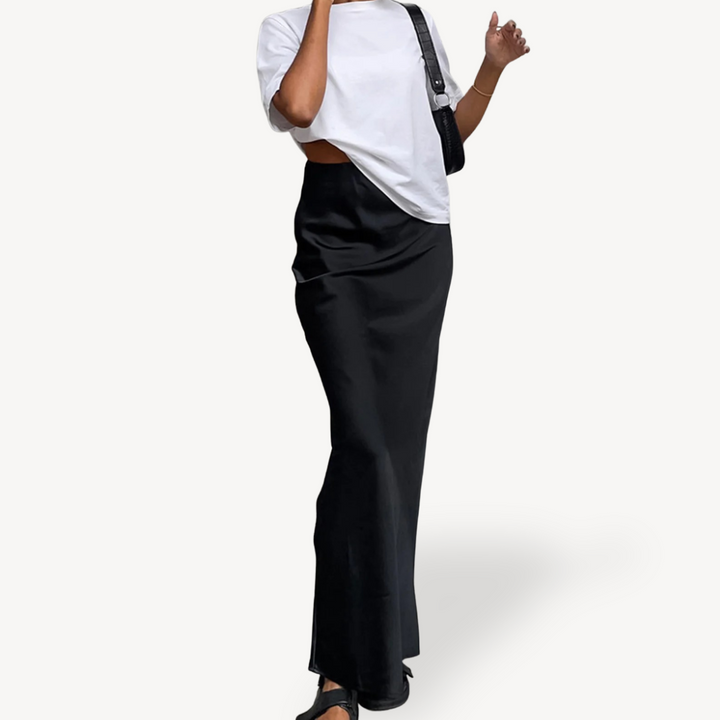Womens Maxi Skirt Satin Smooth Fit