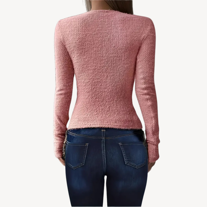 Womens Ribbed Long Sleeve Top Slim Fit