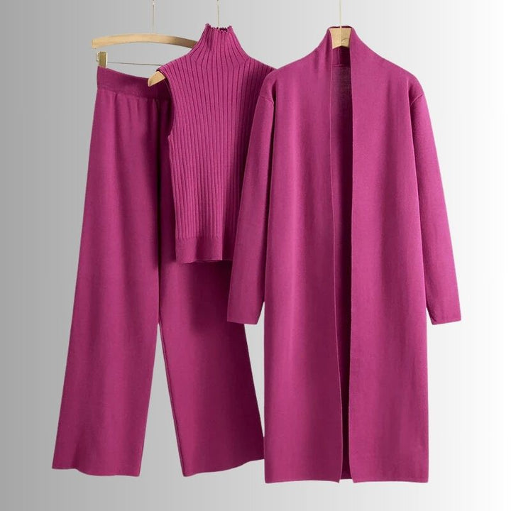 Womens Knit Lounge Set Cardigan Sleeveless Top Wide-Leg Pants