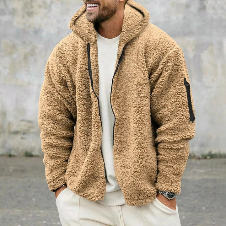 Mens Hooded Zip-Up Jacket Retro Style