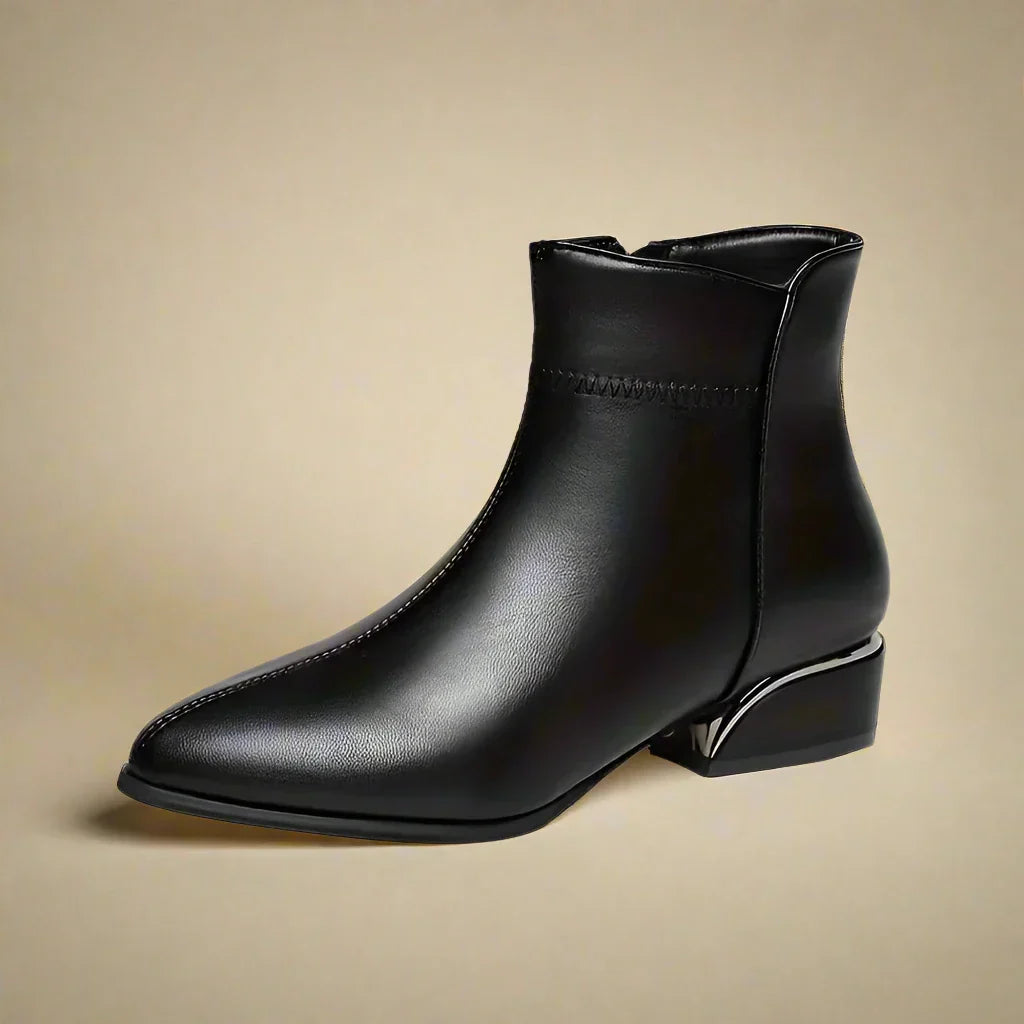 Womens Ankle Boots Leather Slip-On - BritishMode