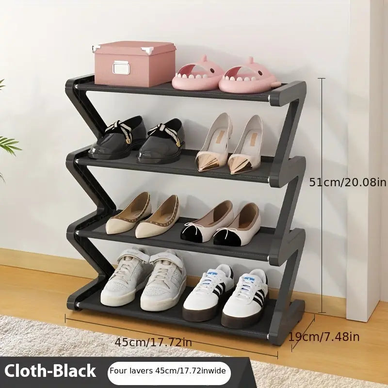 Stackable 4-Tier Shoe Rack Z-Shaped Storage Organizer