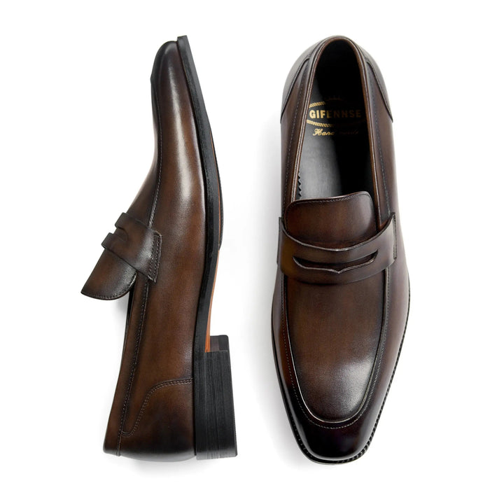 Mens Penny Loafers Leather Classic Slip-On