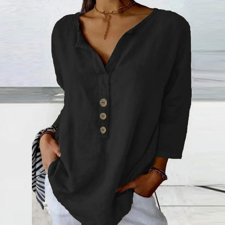 Womens Casual Blouse Cotton and Linen Relaxed Fit