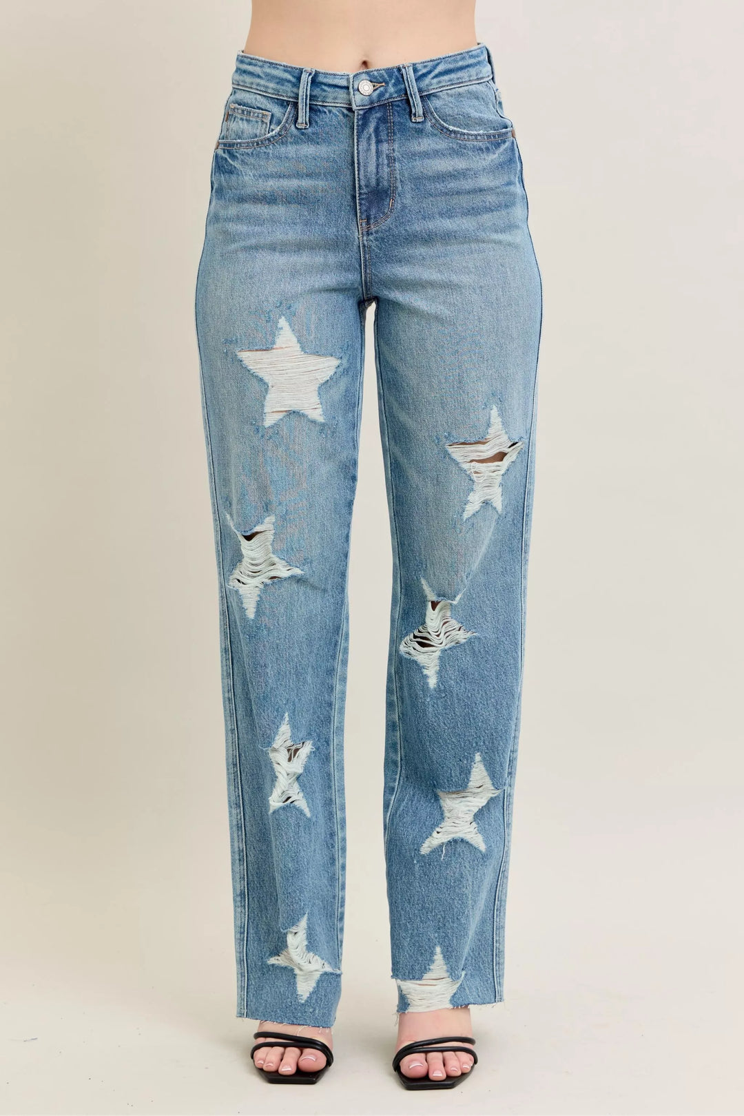 Womens High-Waisted Jeans Straight Leg Retro Style - BritishMode