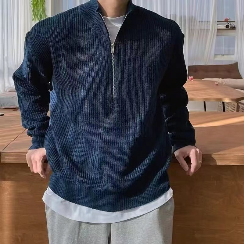 Mens Zip Sweater Casual Textured Fit - BritishMode