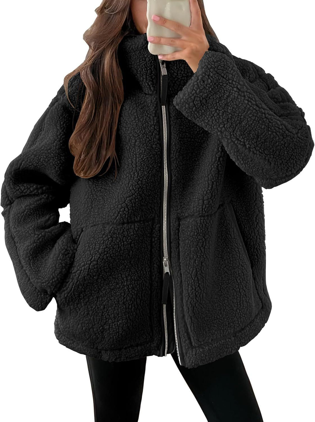 Womens Fleece Jacket Cozy Warm Zipper Front