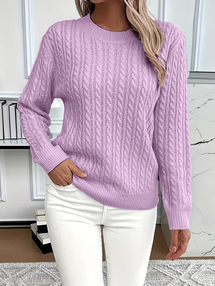 Womens Cable Knit Sweater Long Cozy Fit