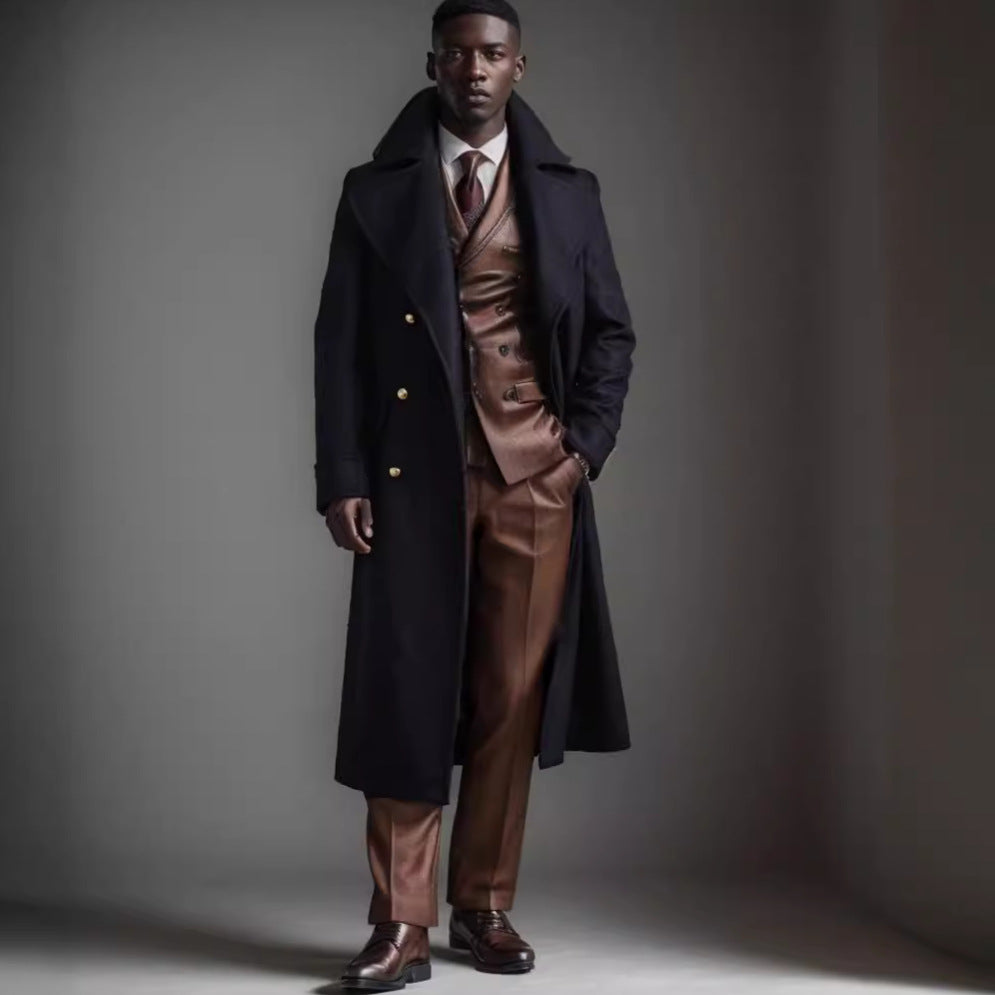 Mens Long Wool Coat Classic Fit - BritishMode