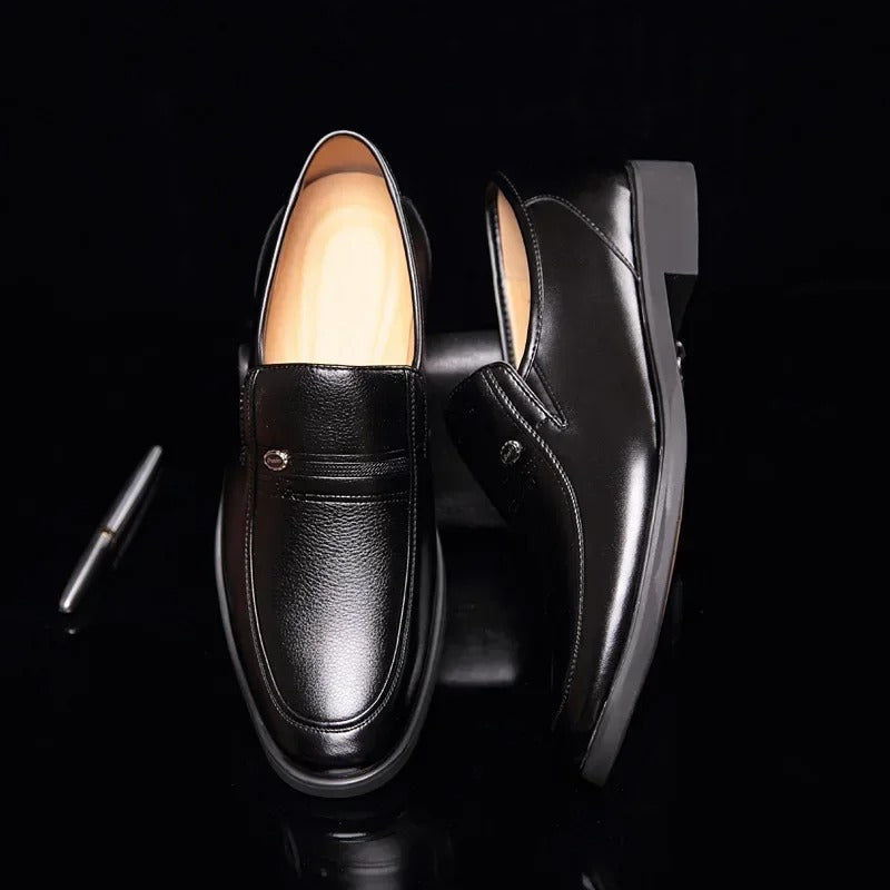 Mens Leather Slip-On Loafers Classic Fit - BritishMode