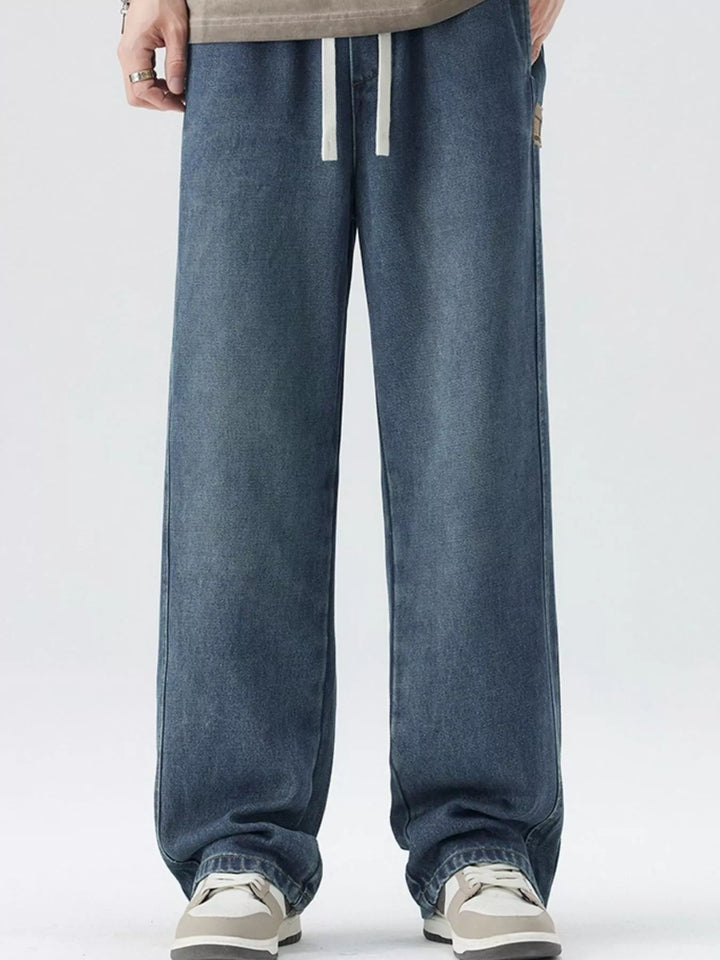 Mens Jeans Elastic Waist Relaxed Fit