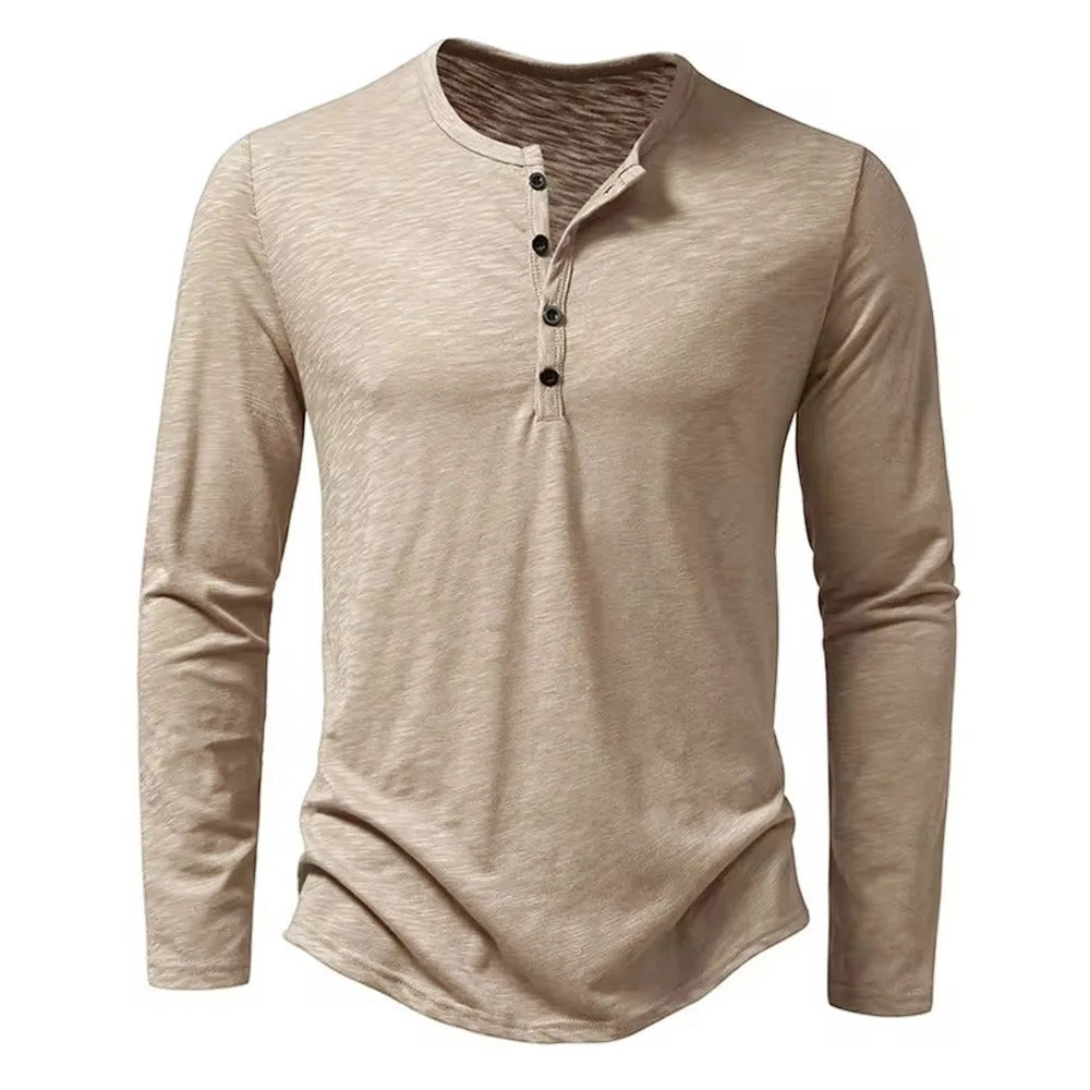 Mens Long Sleeve Henley Shirt Classic Fit - BritishMode