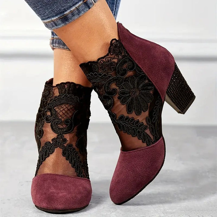 Womens Orthopedic Heels Floral Design Graceful Fit