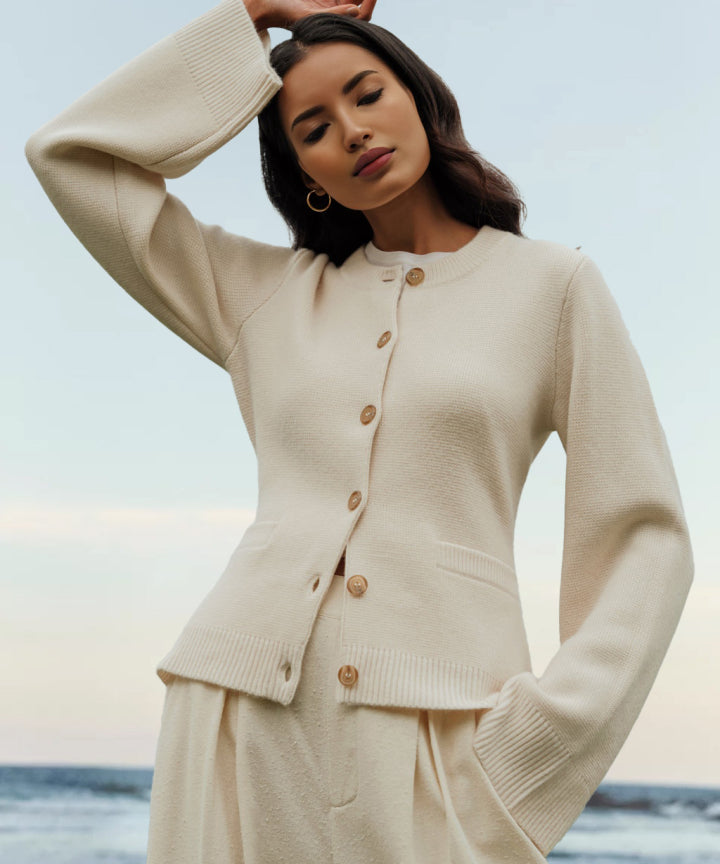 Womens Cardigan Sweater Button-Front Knit - BritishMode
