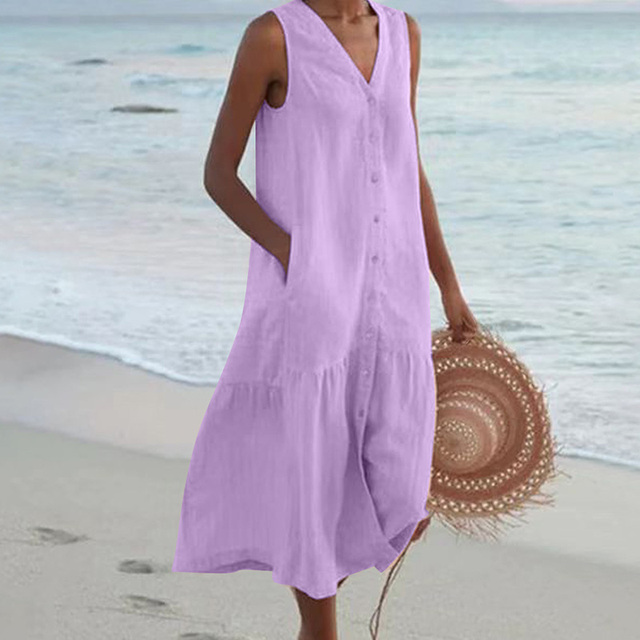 Womens Sundress Button Down Casual Classic Fit