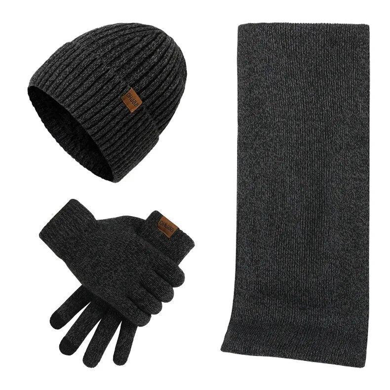 Mens Winter Accessory Set Hat Scarf Gloves Casual