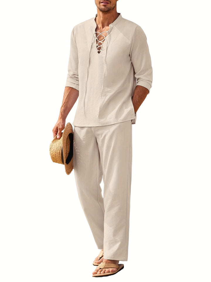 Womens Casual Button-Down Shirt Cotton Relaxed Fit with Comfort Pants
