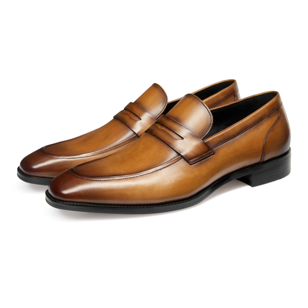 Mens Penny Loafers Leather Classic Slip-On