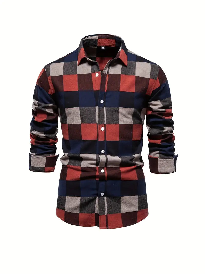 Mens Button-Down Shirt Long Sleeve Regular Fit - BritishMode