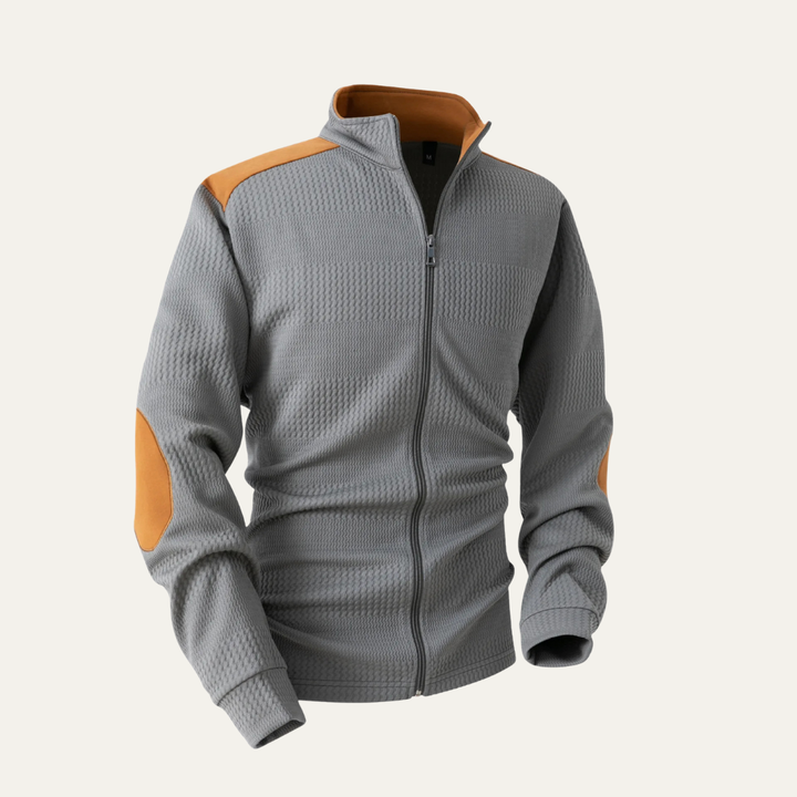 Mens Knit Jacket Lightweight Zip-Up Stand Collar