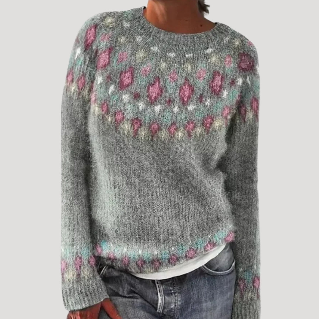 Womens Crew Neck Wool Blend Sweater Warm Fit
