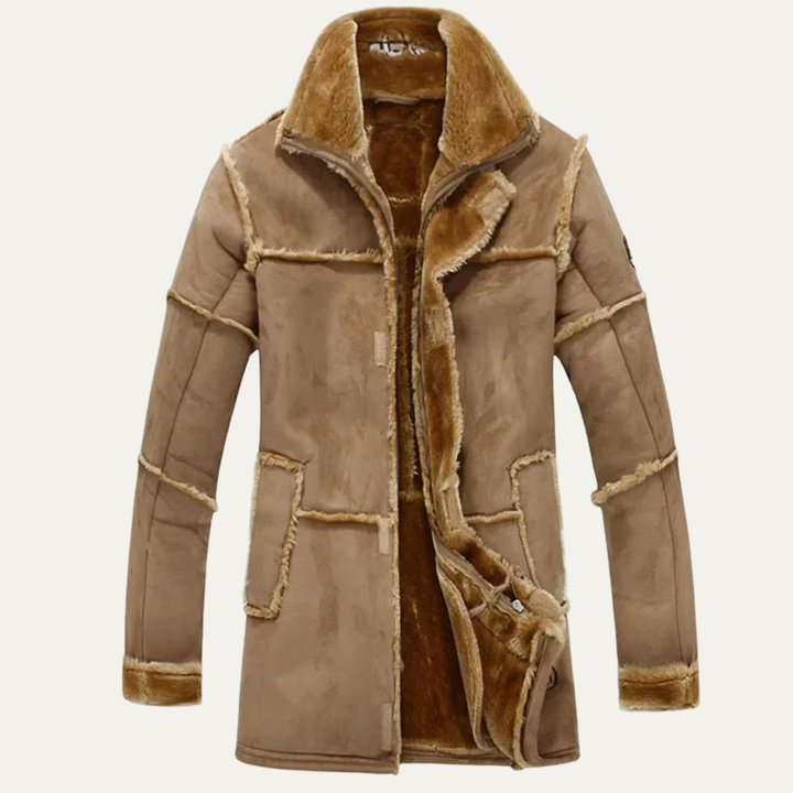 Mens Suede Leather Jacket with Shearling Lining Warm Fit - BritishMode
