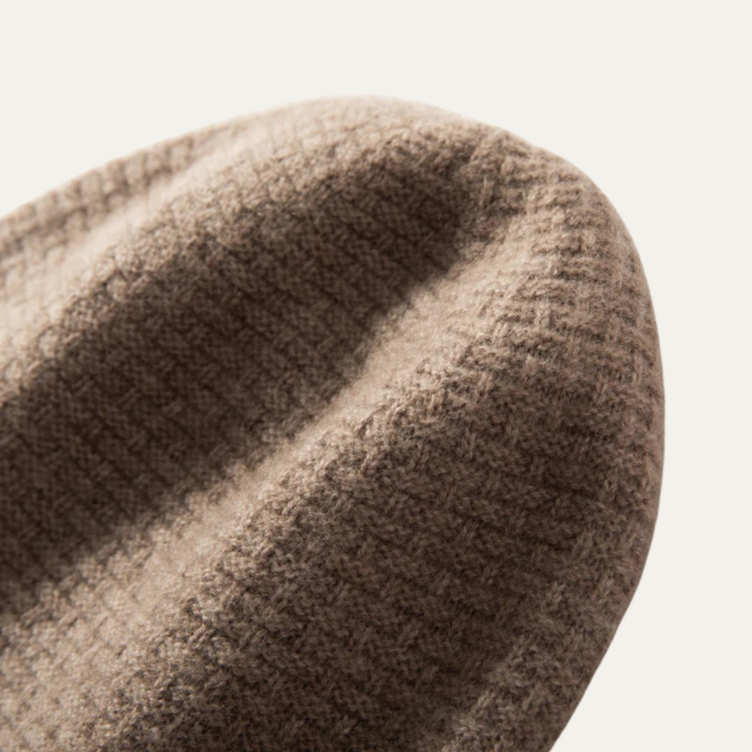 Mens Knit Beanie Minimalist Style Patch Detail