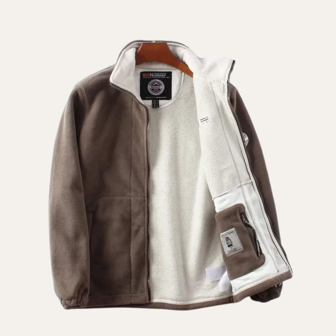 Mens Casual Fleece Jacket Sherpa Lined Zip-Up Warm