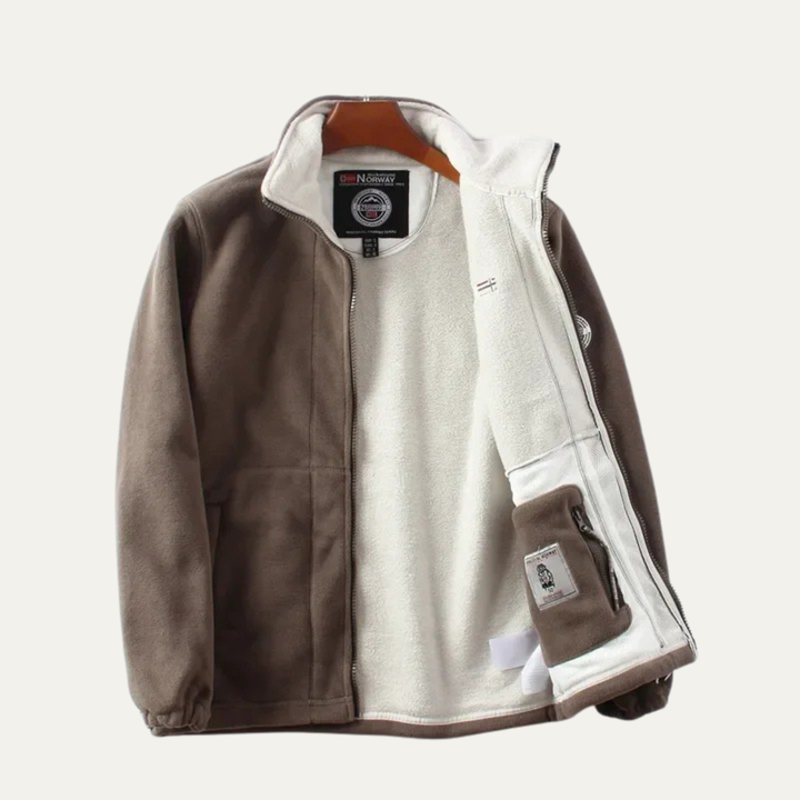 Mens Casual Fleece Jacket Sherpa Lined Zip-Up Warm