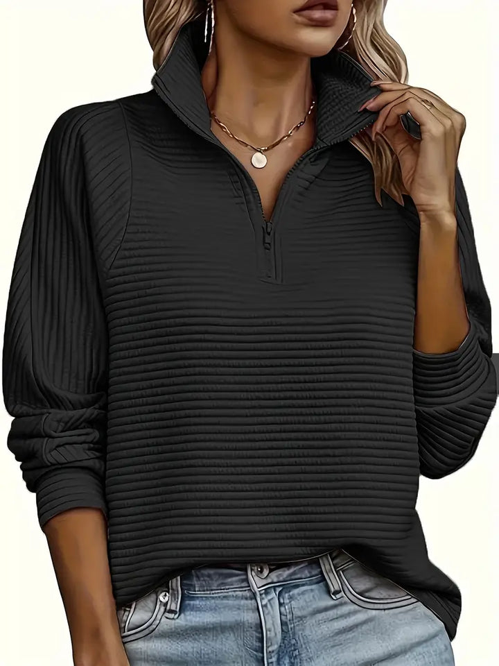 Womens Zipper Sweater Cozy Knit Warm Fit