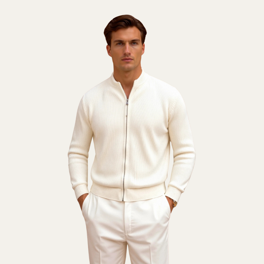 Mens Lightweight Knitted Cardigan Zip-Up