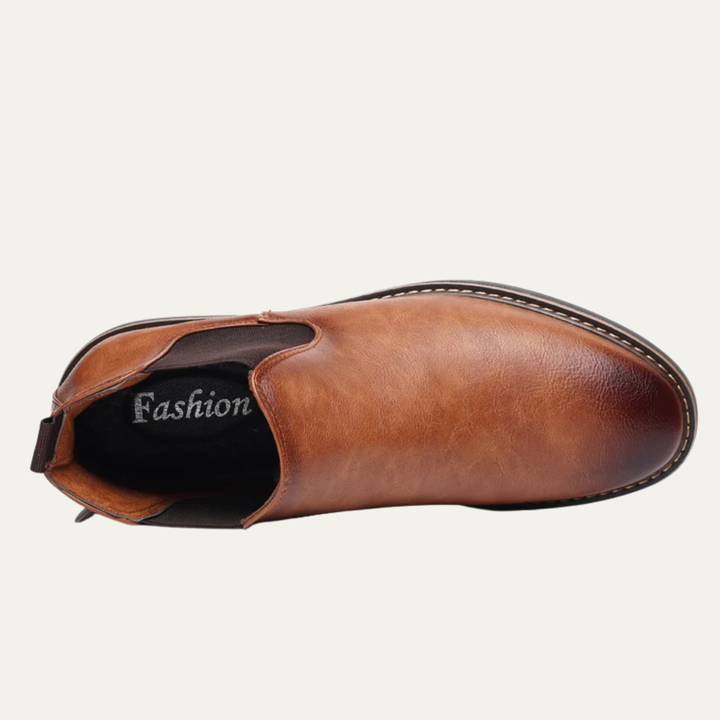 Mens Leather Chelsea Boots Slip-On Vintage Style