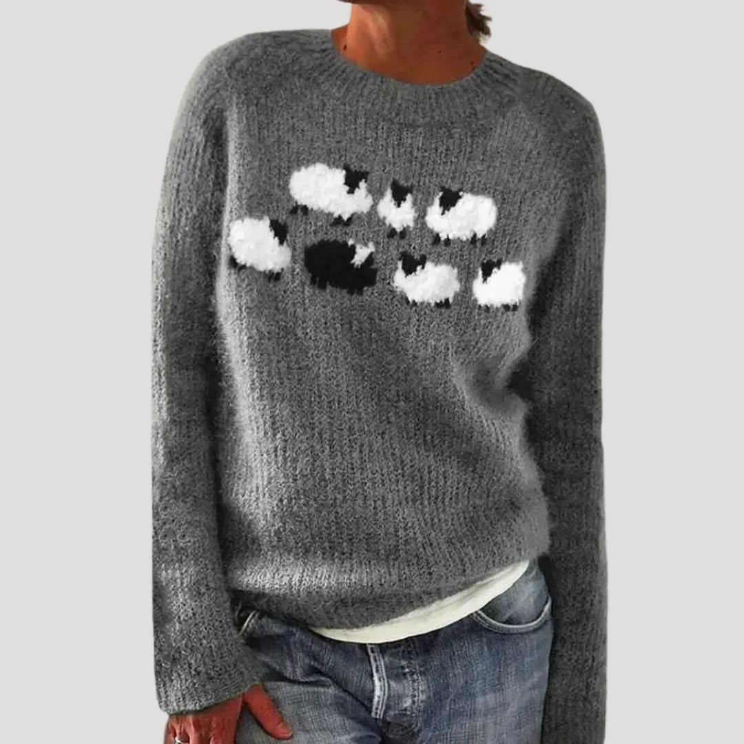Womens Crew Neck Wool Blend Sweater Warm Fit