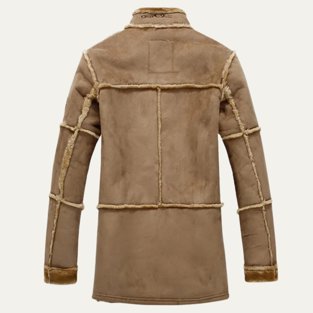 Mens Suede Leather Jacket with Shearling Lining Warm Fit