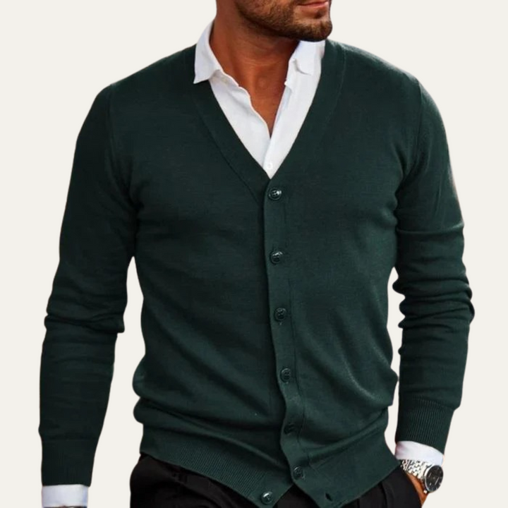 Mens Knit Cardigan with Buttons Elegant Fit