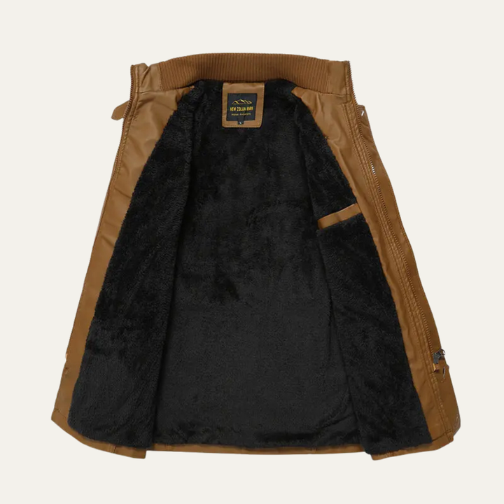 Mens Leather Jacket with Belt Classic Winter Style
