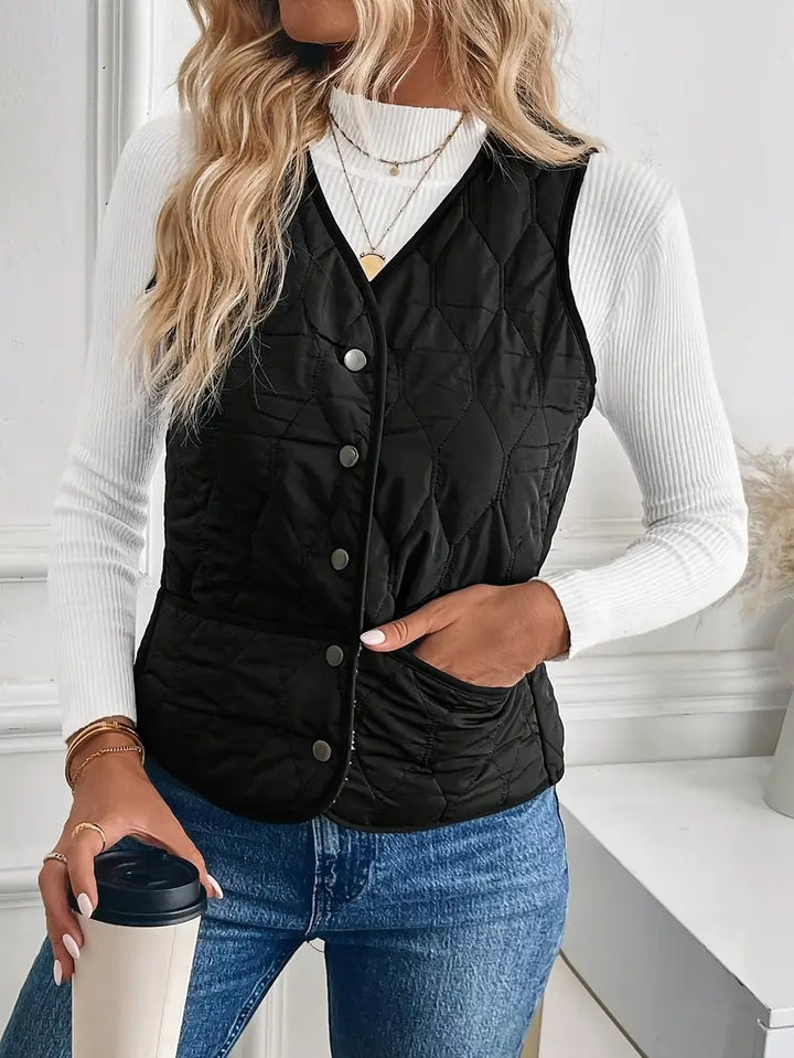 Womens Reversible Quilted Vest Sherpa Lined Lightweight Fit