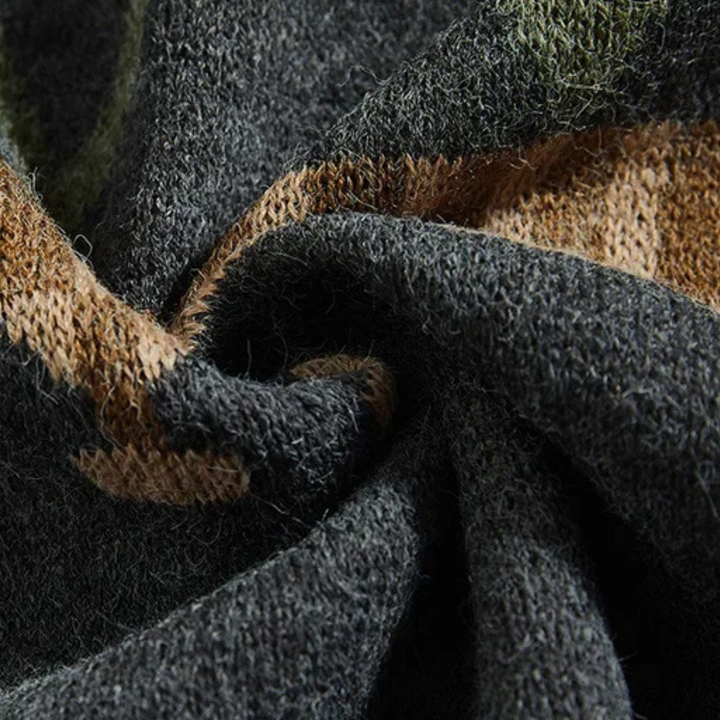 Mens Vintage Geometric Button-Up Cardigan Knit