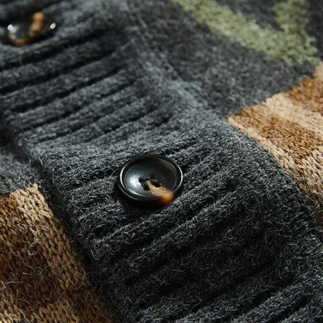 Mens Knit Cardigan with Buttons Patterned Design