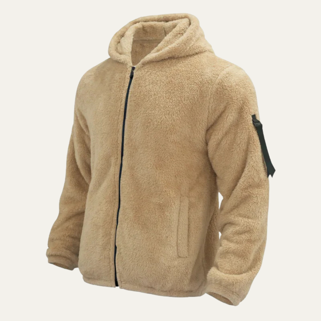 Mens Jacket Soft Plush Double-Sided Fleece Warm Fit